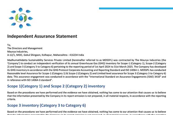 GHG Assurance  Statement Mauyra Industries - 02/09/2025